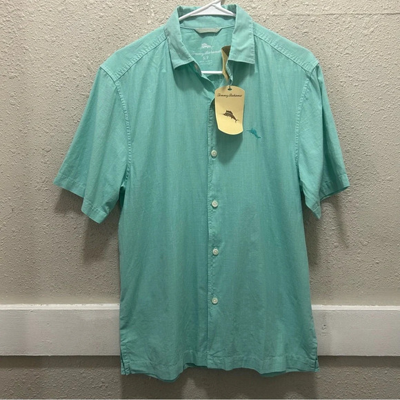 Tommy Bahama Short Sleeve Men's Button Down in Antigua Sky NWT S - Picture 1 of 6